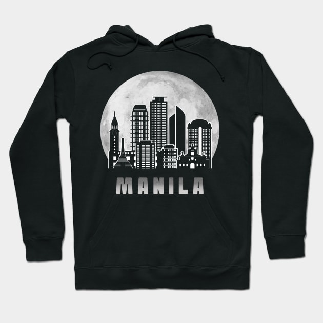 Manila NCR Skyline Full Moon Hoodie by travel2xplanet